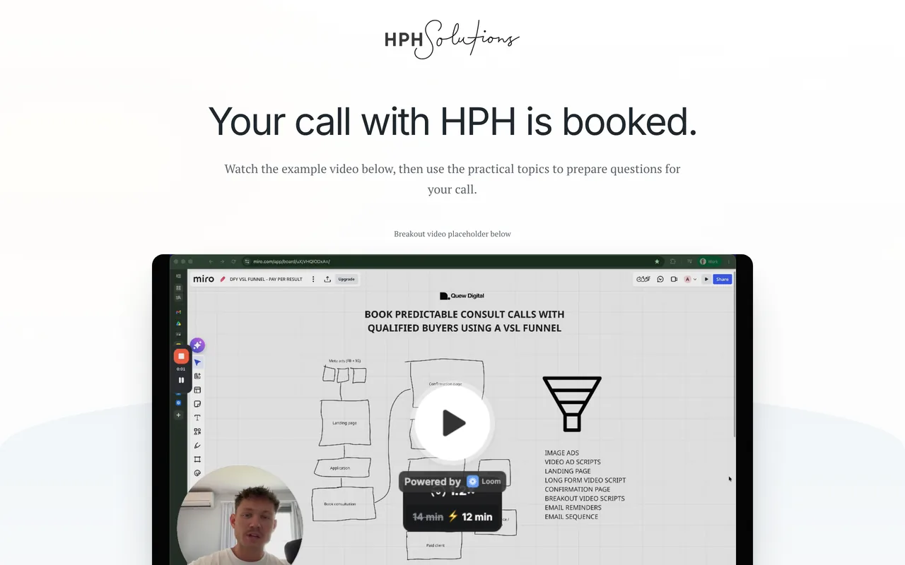 Confirmation page preview