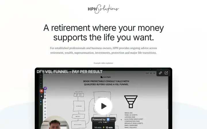 Landing page preview for HPH Solutions